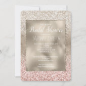 シャンパン金ゴールドピンクホワイトグリッターブライダルシャワー 招待状 (正面)