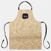 シャンパン金ゴールドフェイクグリッタースパークルスモノグラム エプロン (正面)