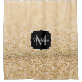 シャンパン金ゴールドフェイクグリッタースパークルスモノグラム シャワーカーテン (正面)