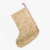 シャンパン金ゴールドフェイクグリッタースパークルスモノグラム スモールクリスマスストッキング (裏面 (吊り時))