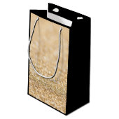 シャンパン金ゴールドフェイクグリッタースパークルスモノグラム スモールペーパーバッグ (裏面アングル)