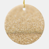 シャンパン金ゴールドフェイクグリッタースパークルスモノグラム セラミックオーナメント (裏面)