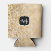 シャンパン金ゴールドフェイクグリッタースパークルスモノグラム 缶クーラー (正面)