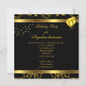 シャンパン金ゴールドブラックグリッターヒールズバースデーパーティー 招待状 (裏面)