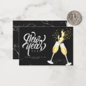 シャンパン金ゴールドブラックワイングラスモダン紙吹雪 ノートカード (正面/裏面インサイチュ)