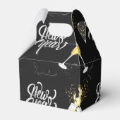 シャンパン金ゴールドブラックワイングラスモダン紙吹雪 フェイバーボックス (裏面サイド)