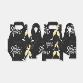 シャンパン金ゴールドブラックワイングラスモダン紙吹雪 フェイバーボックス (折り畳みなし)