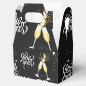 シャンパン金ゴールドブラックワイングラスモダン紙吹雪 フェイバーボックス (オープン)