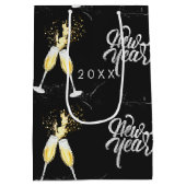 シャンパン金ゴールドブラックワイングラス紙吹雪モダンミー ミディアムペーパーバッグ (裏面)