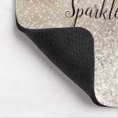 シャンパン金ゴールドホワイトグリジーグリッター マウスパッド (コーナー)