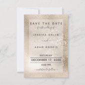 シャンパン金ゴールドモダングリッター日付カードの保存 セーブザデート (正面)