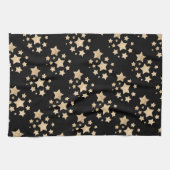 シャンパン金ゴールドライトフェイクグリッターキラキラ星 キッチンタオル (横)
