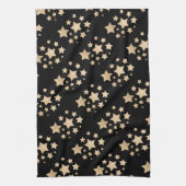 シャンパン金ゴールドライトフェイクグリッターキラキラ星 キッチンタオル (縦)