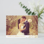 シャンパン金ゴールドヴィンテージグラ結婚モーの写真 サンキューカード (スタンド正面)