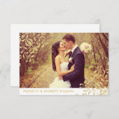 シャンパン金ゴールドヴィンテージグラ結婚モーの写真 サンキューカード (正面/裏面)