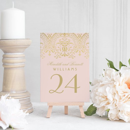 シャンパン金ゴールドヴィンテージ結婚Glam's Table Number 招待状