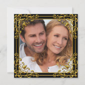 シャンパン金ゴールド婚約パーティフォト招待状 招待状 (裏面)