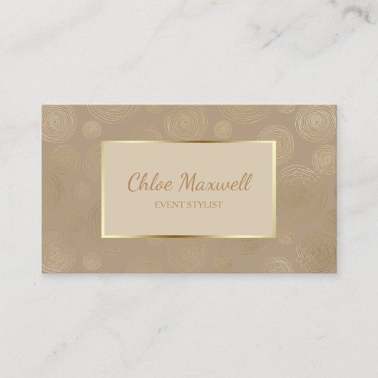 シャンパン金ゴールド抽象芸術サークルミニマル 名刺 (正面)