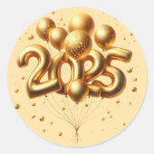 シャンパン金ゴールド新年 ラウンドシール (正面)