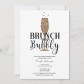 シャンパン金ゴールド白黒バブリーブライダルシャワー 招待状 (正面)