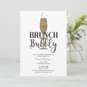 シャンパン金ゴールド白黒バブリーブライダルシャワー 招待状 (スタンド正面)