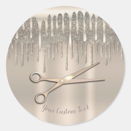 シャンパン金ゴールド美容師ダイヤモンドグリッター ラウンドシール (正面)