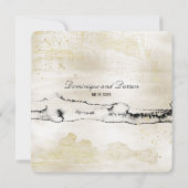 シャンパン金ゴールド&ブラックウォーターカラースクエア結婚ズ 招待状 (裏面)