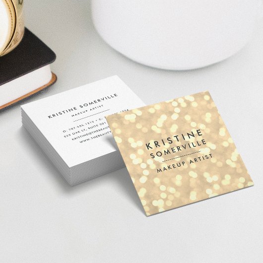 シャンパン金ゴールド《写真》ぼけ味スクエア スクエア名刺