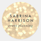 シャンパン金ゴールド《写真》ぼけ味 |/パーソナライズされたビジネス名 ラウンドシール (正面)