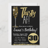 シャンパン30AFブラック金ゴールド30歳 招待状 (正面)