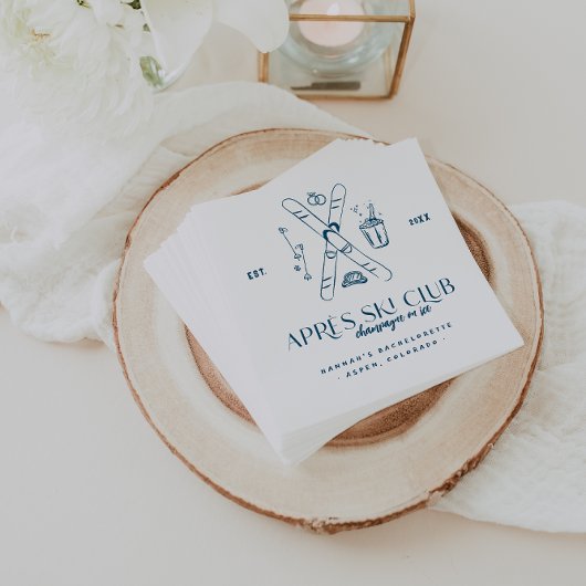 シャンパン・アン・グラス | アフター・スキー ウィンター バチェロレッテ スタンダードカクテルナプキン