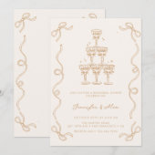 シャンパン ウェディング | リハーサル ディナー 招待状 (正面/裏面)