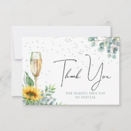 シャンパン ウォーターカラー ハスの花 ブライダルシャワー サンキューカード