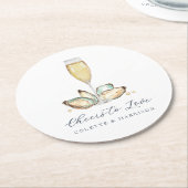 シャンパン&カキ「愛する応援」 ラウンドペーパーコースター (アングル)