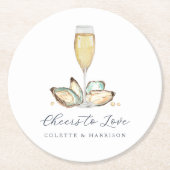 シャンパン&カキ「愛する応援」 ラウンドペーパーコースター (正面)