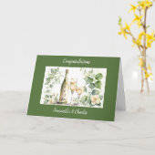 シャンパン カスタマイズ ウェディング グリーティング カード (黄色い花)