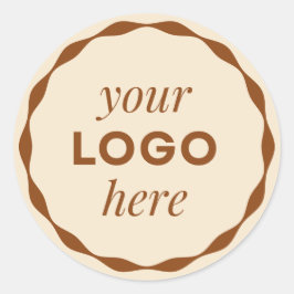 シャンパン カスタムロゴ スカロップ 円形ステッカー ラウンドシール