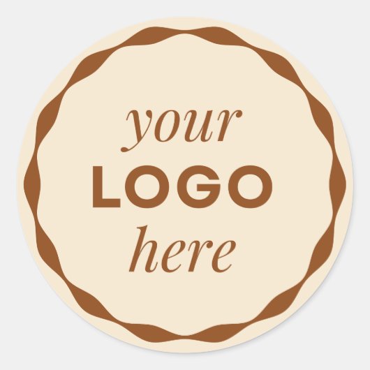 シャンパン カスタムロゴ スカロップ 円形ステッカー ラウンドシール (正面)