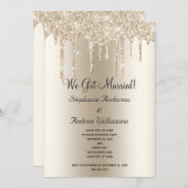 シャンパン グリッターが滴る 秘密の挙式 披露宴 案内状 (正面/裏面)