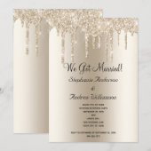 シャンパン グリッター溢れる 秘密の挙式 披露宴 案内状 (正面/裏面)