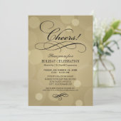 シャンパン ゴールドの企業のホリデーパーティーのお祝い 招待状 (スタンド正面)