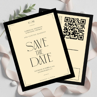 シャンパン シルク クリーム アールデコ Save The Date ポストカード
