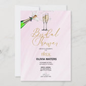 シャンパン | スクリプト ブライダル シャワー 招待状 (正面)