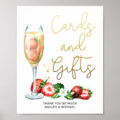 シャンパン&ストロベリーブライダルシャワーテーブルサイン ポスター (正面)