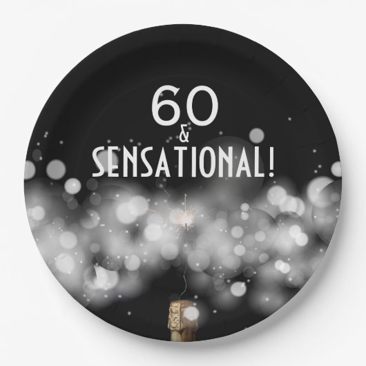 シャンパン&スパークラー60センセーショナル紙プレート ペーパープレート (正面)