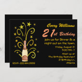 シャンパン・セレブレーション 21歳の誕生日招待状 招待状 (正面/裏面)