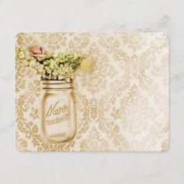 シャンパン ダマスク 花柄 メイソンジャー 結婚式 招待状