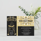 シャンパン＆ダマスク 50周年招待状 招待状 (スタンド正面)