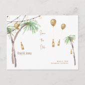 シャンパン トロピカル ウェディング セーブ ザ デート ポストカード (正面)