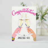 シャンパン トースト お祝い グリーティング カード (スタンド正面)